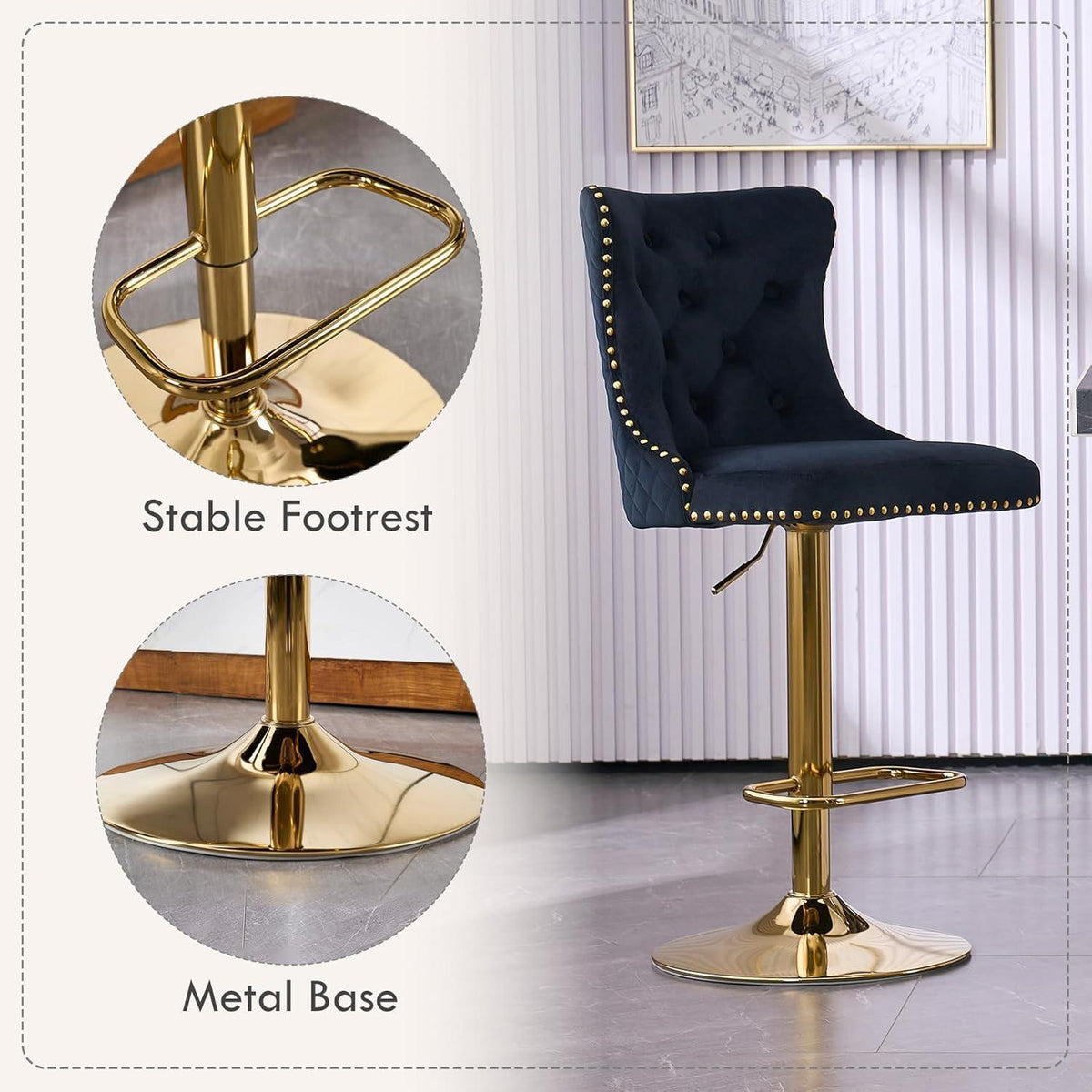Samt Barhocker Set 4er – Höhenverstellbar, Modern & Elegant