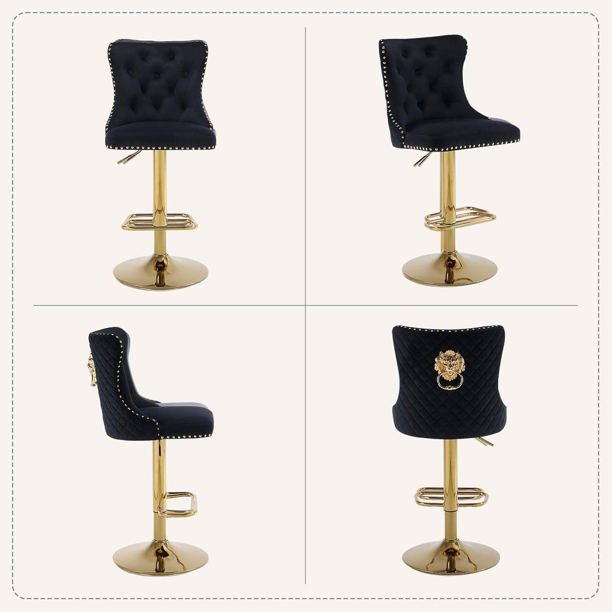 Samt Barhocker Set 4er – Höhenverstellbar, Modern & Elegant