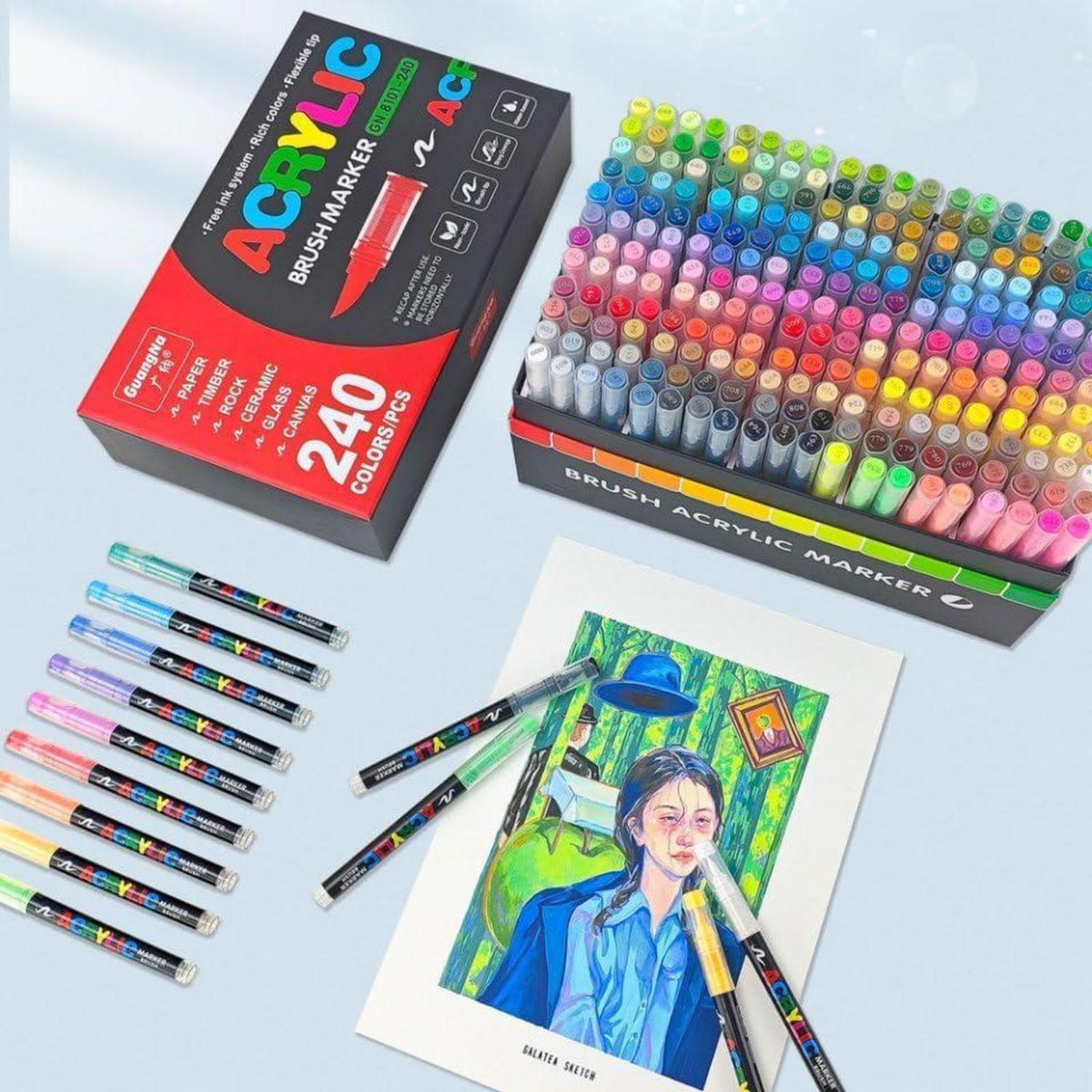 Acrylstifte Set 240 Farben – Vielseitige Marker für Kunst & DIY