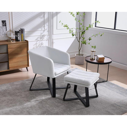 Vintage Samt Sessel mit Hocker – Loungesessel für Wohnzimmer