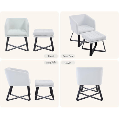 Vintage Samt Sessel mit Hocker – Loungesessel für Wohnzimmer