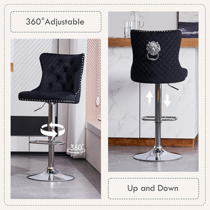 Samt Barhocker Set 4er – Höhenverstellbar & Modern Schwarz