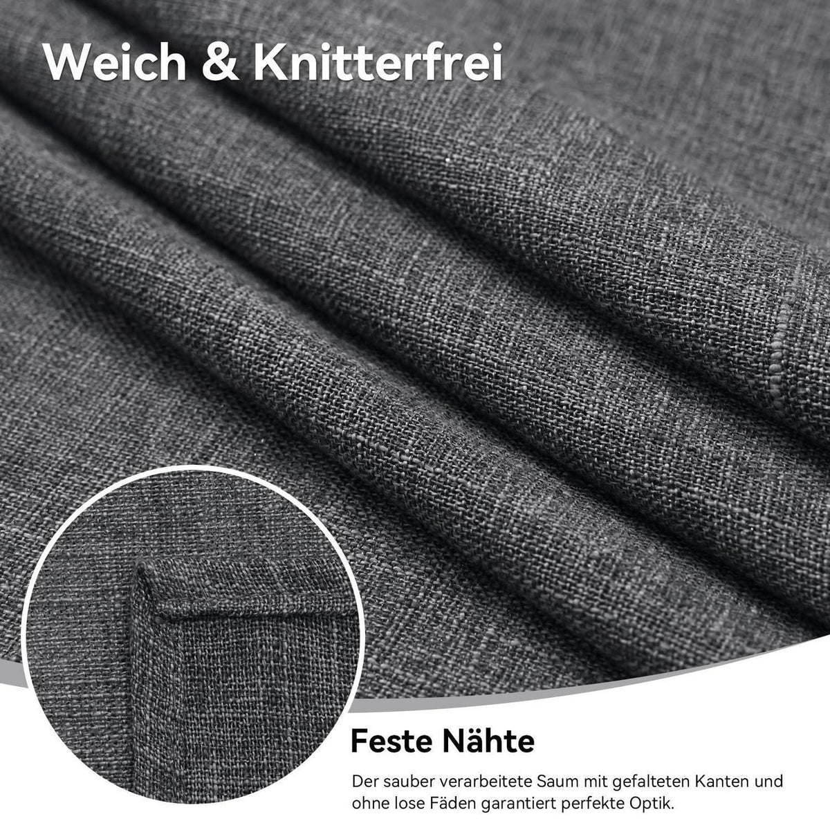 Glitzer Tischdecke Leinenoptik 140x200cm Wasserabweisend Dunkelgrau