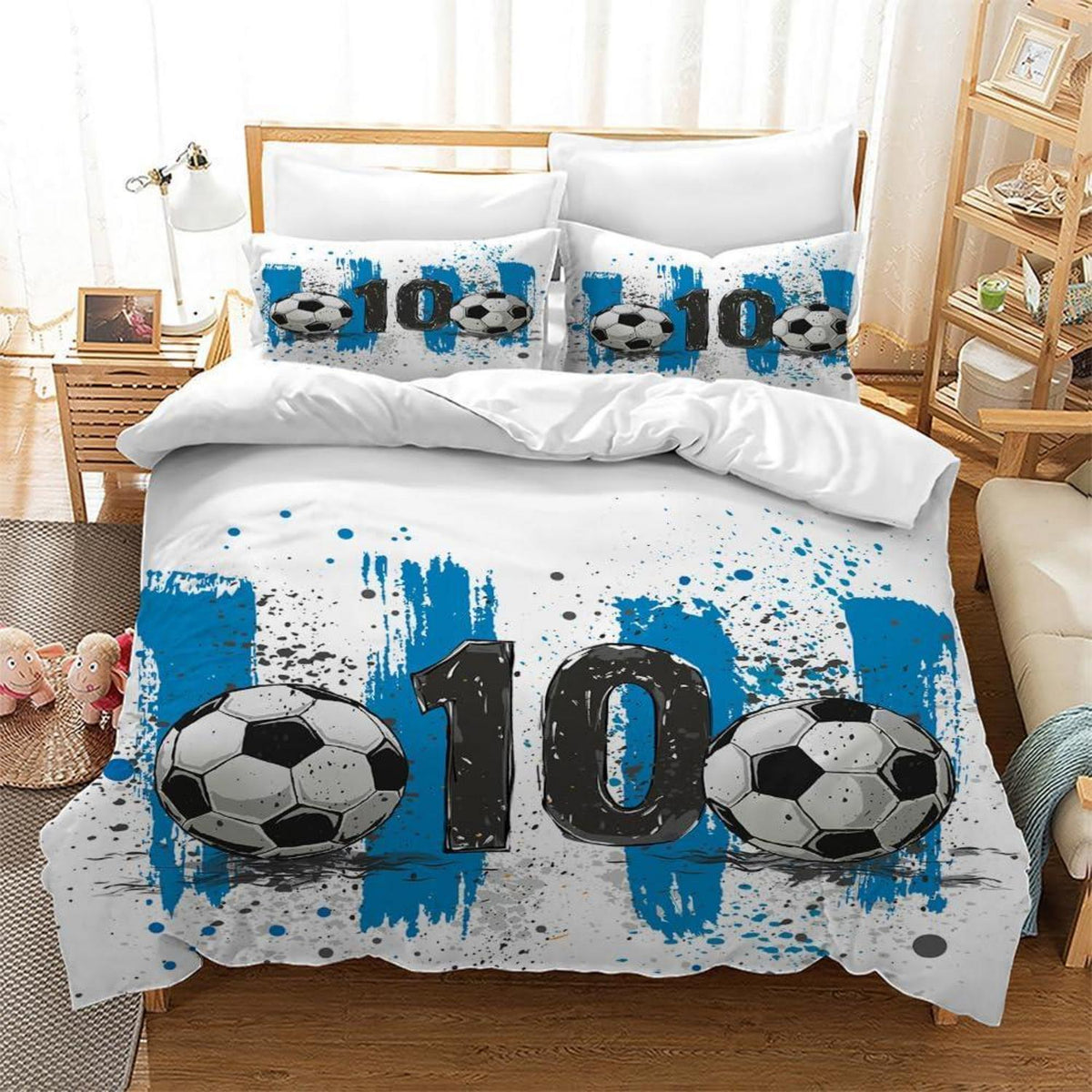 3D Fußball Bettwäsche Set 135x200 cm – Kinderzimmer Schlafzimmer