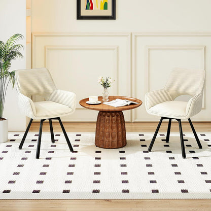 Drehbarer Esszimmerstuhl Set 6x Samt, Beige & Metallbeine