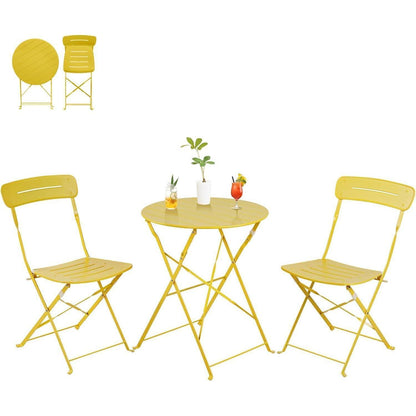 Bistro Set Gelb 3-teilig klappbar wetterfest für Balkon