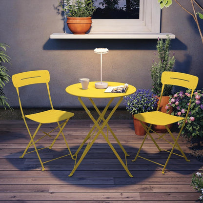 Bistro Set Gelb 3-teilig klappbar wetterfest für Balkon