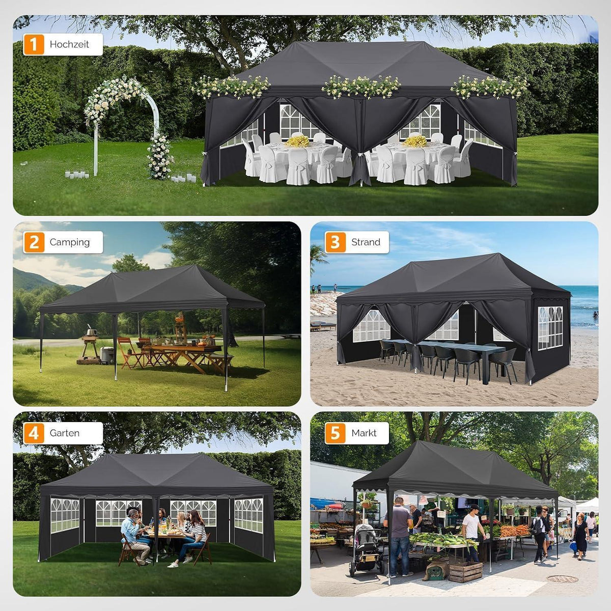 Faltpavillon 3x6m mit Zubehör – Partyzelt für Garten & Events