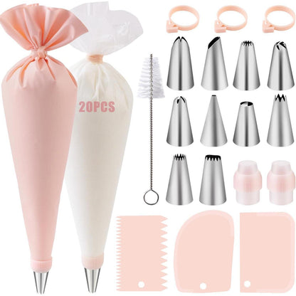 Spritzbeutel Set 40-teilig mit Edelstahl-Tüllen & Silikonbeutel