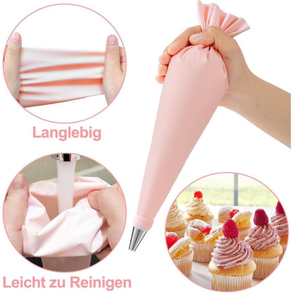 Spritzbeutel Set 40-teilig mit Edelstahl-Tüllen & Silikonbeutel