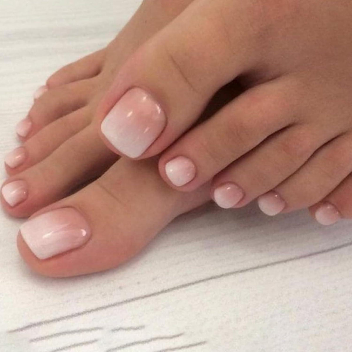 Künstliche Fußnägel Rosa Weiß Farbverlauf – 24 Stück Set
