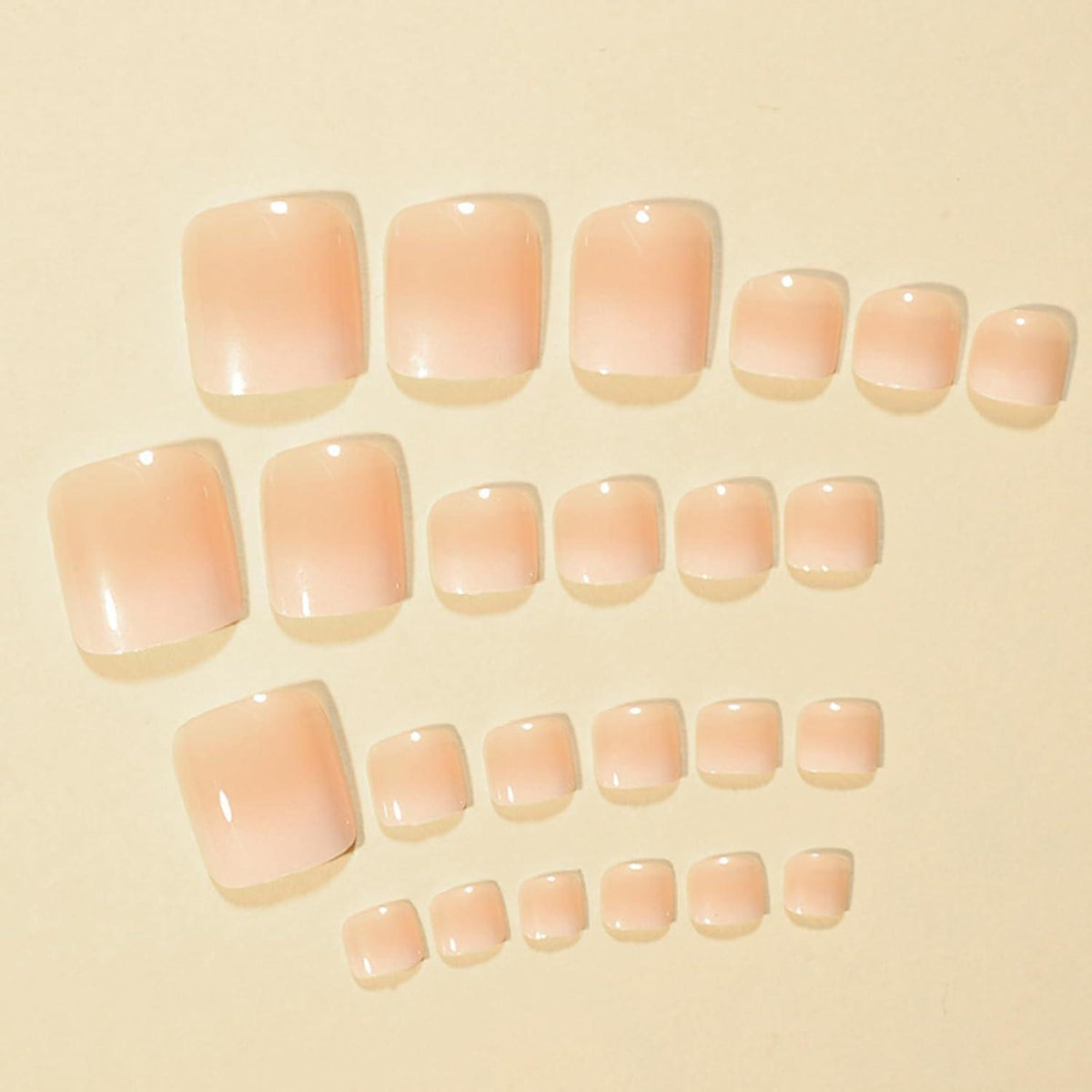 Künstliche Fußnägel Rosa Weiß Farbverlauf – 24 Stück Set