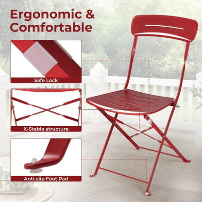Bistro Set 3-teilig, wetterfest, klappbar, blau-rot