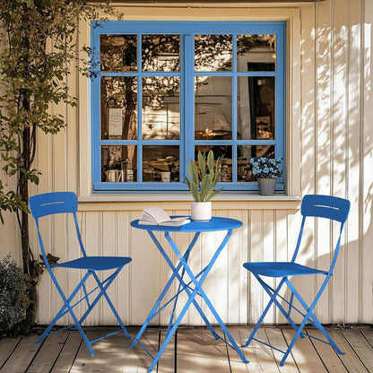 Bistro Set 3-teilig blau mit 2 Stühlen und Tisch, wetterfest