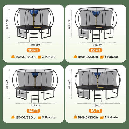 Outdoor Trampolin mit Sicherheitsnetz & Basketball 427cm