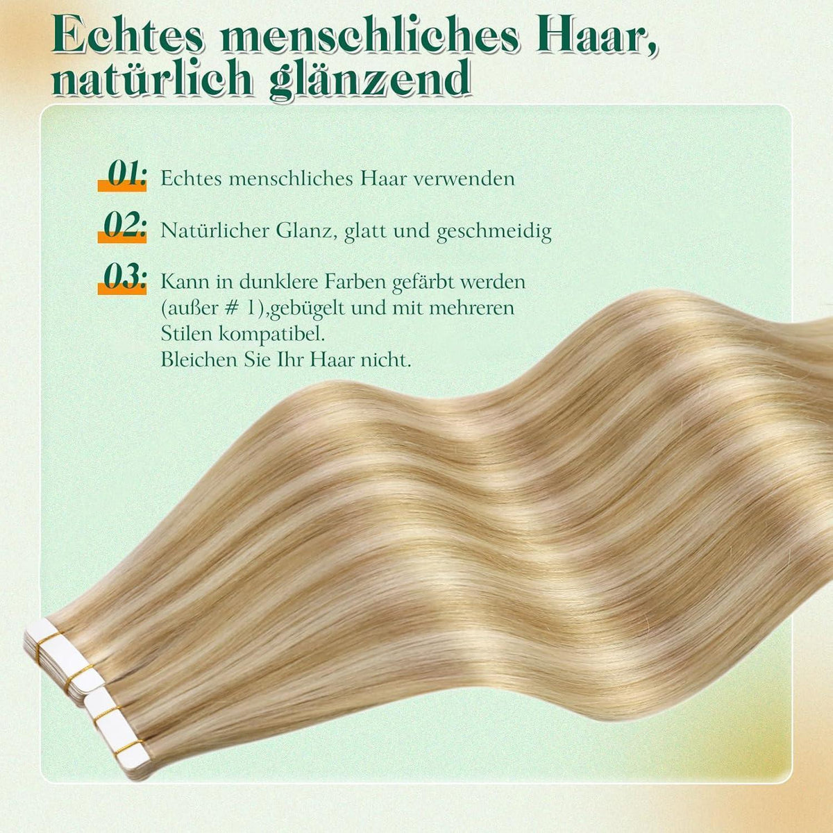 Echthaar Tape Extensions Blond 55cm #27/613