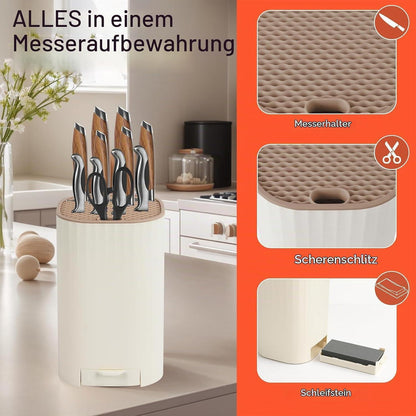Messerblock 4in1 mit Schleifstein – Abnehmbar & Weiß