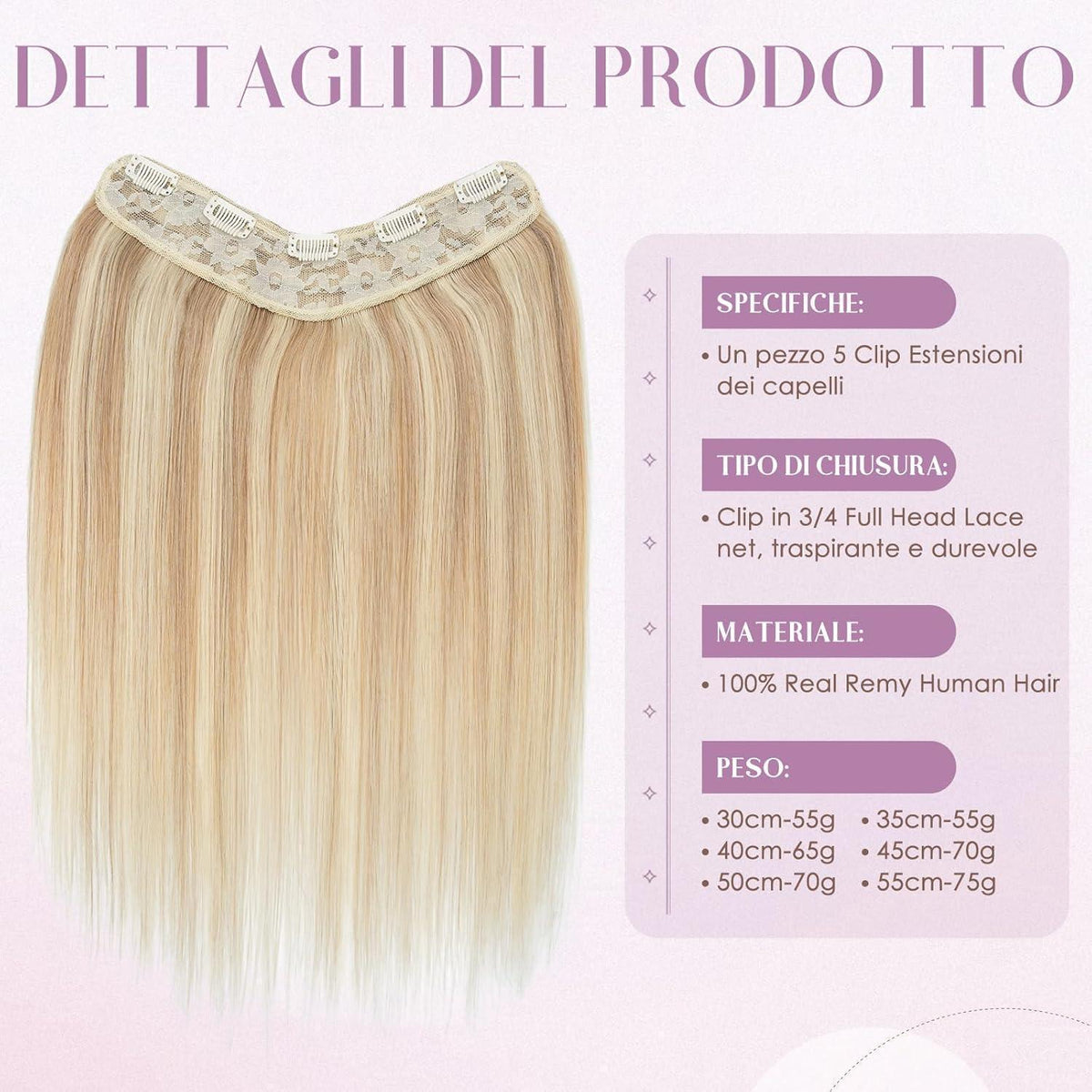 Blond Clip in Haarverlängerung 50cm Remy Echthaar #18/613