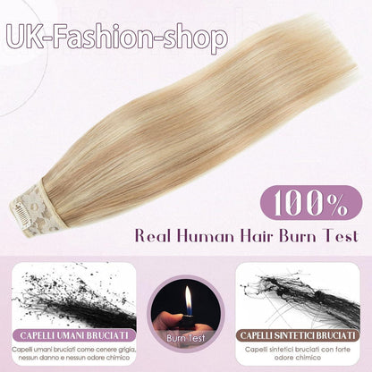 Blond Clip in Haarverlängerung 50cm Remy Echthaar #18/613