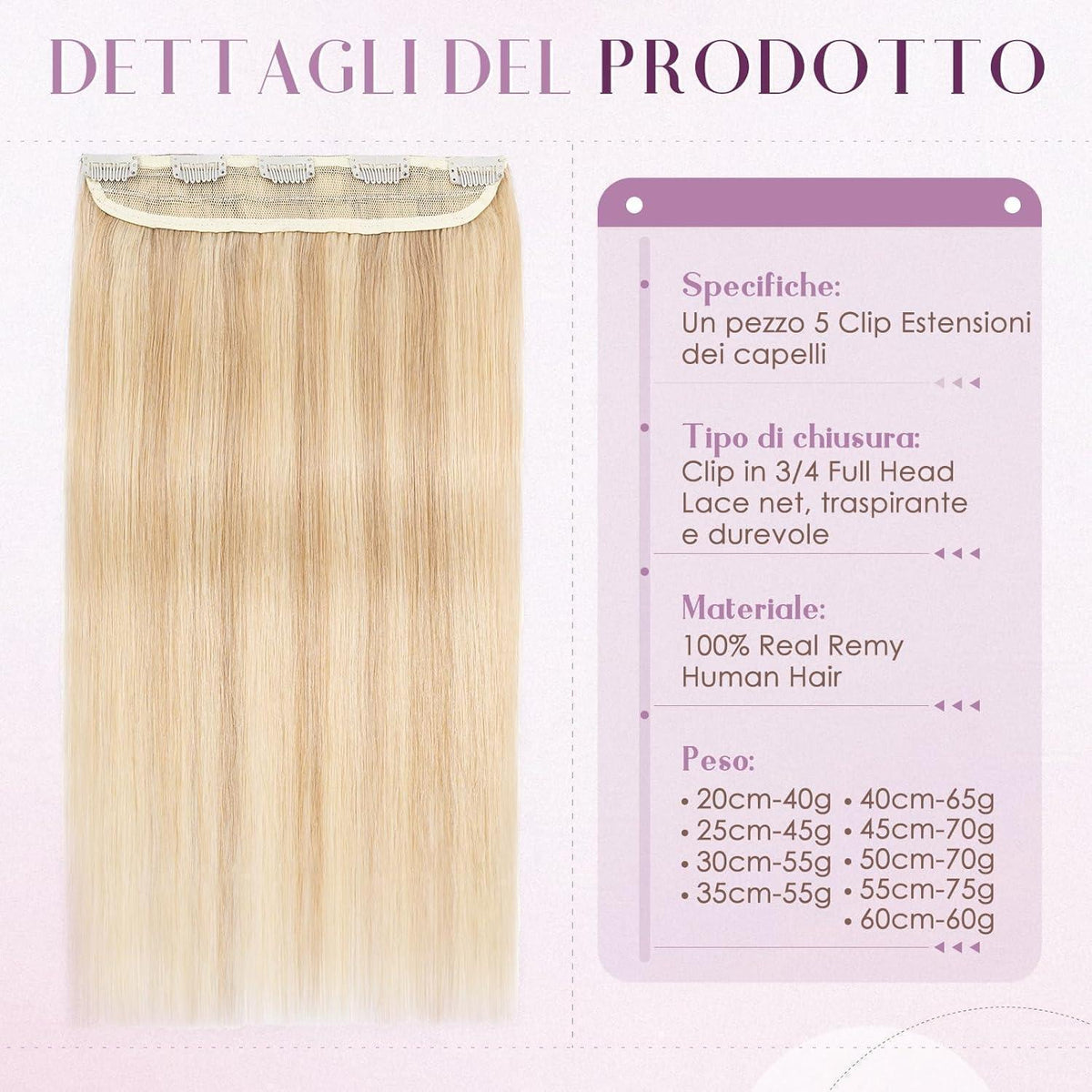 Clip-in Haarverlängerung Blond 30cm – Remy Echthaar #18/613