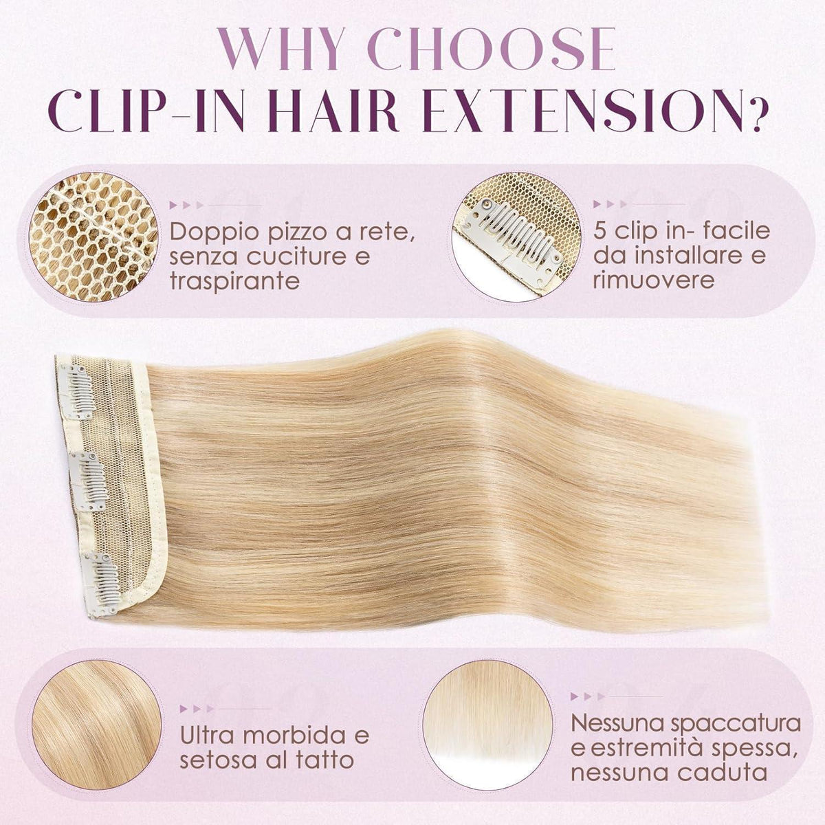 Clip-in Haarverlängerung Blond 30cm – Remy Echthaar #18/613