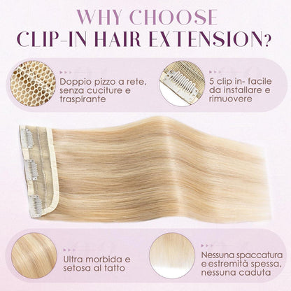 Clip-in Haarverlängerung Blond 30cm – Remy Echthaar #18/613