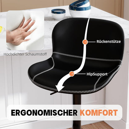 Verstellbarer Barhocker Set (3er) – Schwarz in Lederoptik