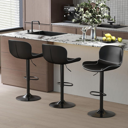 Verstellbarer Barhocker Set (3er) – Schwarz in Lederoptik