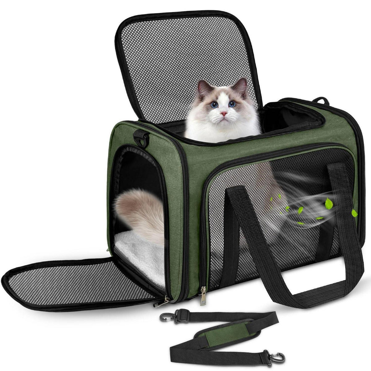 Faltbare Katzentransportbox – Tragbare Hundetransporttasche L Grün