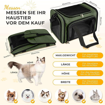 Faltbare Katzentransportbox – Tragbare Hundetransporttasche L Grün
