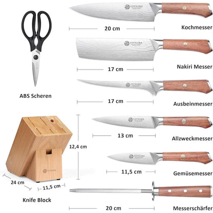 8-tlg. Küchenmesser Set mit Messerblock | Hochwertiges Edelstahl