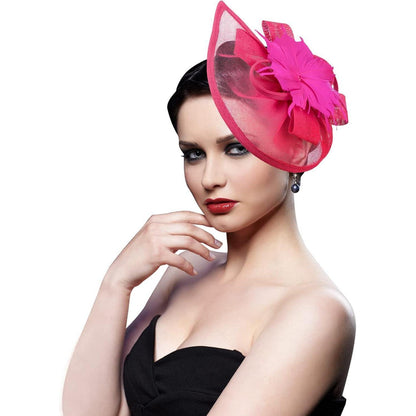 Fascinator Hut Damen mit Schleier & Feder – Rosa