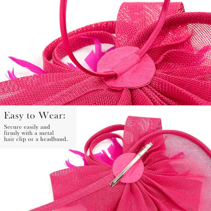 Fascinator Hut Damen mit Schleier & Feder – Rosa