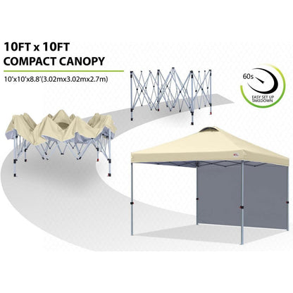 Faltpavillon 2,5x2,5m mit Seitenwand, Beige