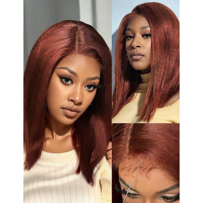 Echthaar Bob Perücke – Kinky Straight mit Babyhaar (40cm)