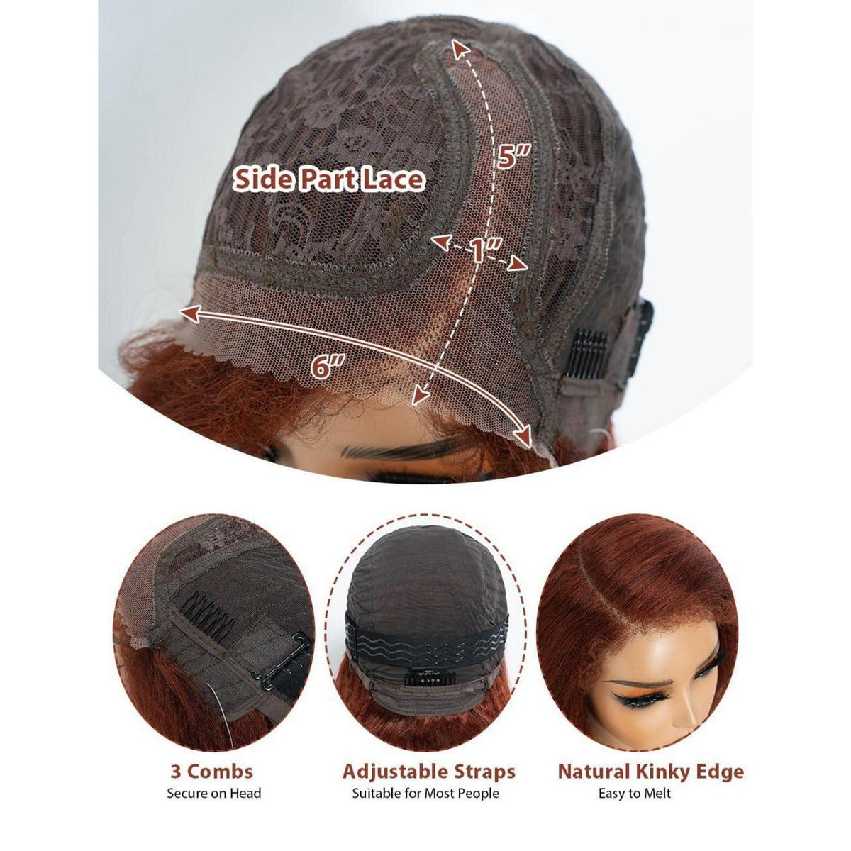 Echthaar Bob Perücke – Kinky Straight mit Babyhaar (40cm)