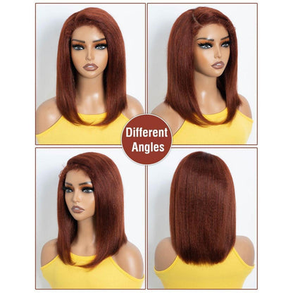 Echthaar Bob Perücke – Kinky Straight mit Babyhaar (40cm)