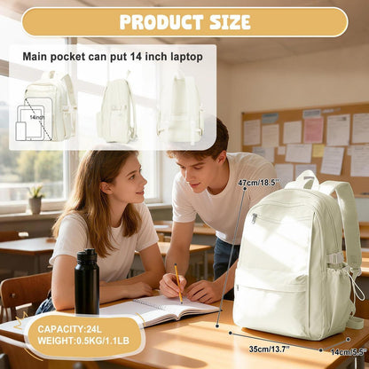 Schulrucksack für Teenager Mädchen – Beige School Bag 24L