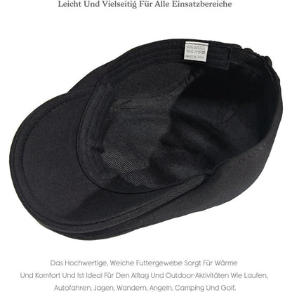 Schiebermütze Herren Baumwolle mit Gummizug – Schwarz