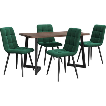Essgruppe 5-tlg. Modern mit Samtstühlen in Walnuss