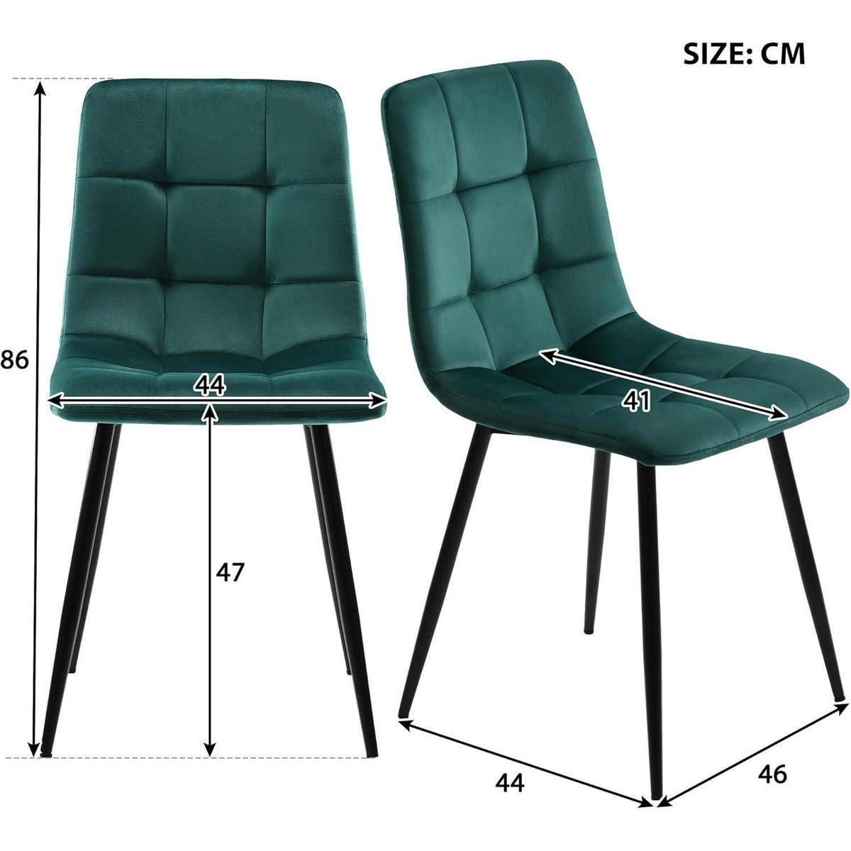 Esstisch Set 117cm mit 4 Samtstühlen Dunkelgrün