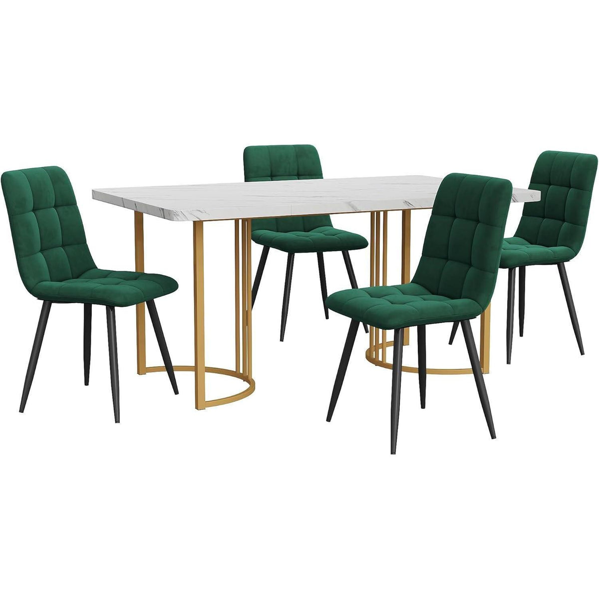 Essgruppe 5-tlg. Modernes Esszimmer-Set mit Samtstühlen