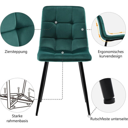 Essgruppe 5-tlg. Modernes Esszimmer-Set mit Samtstühlen