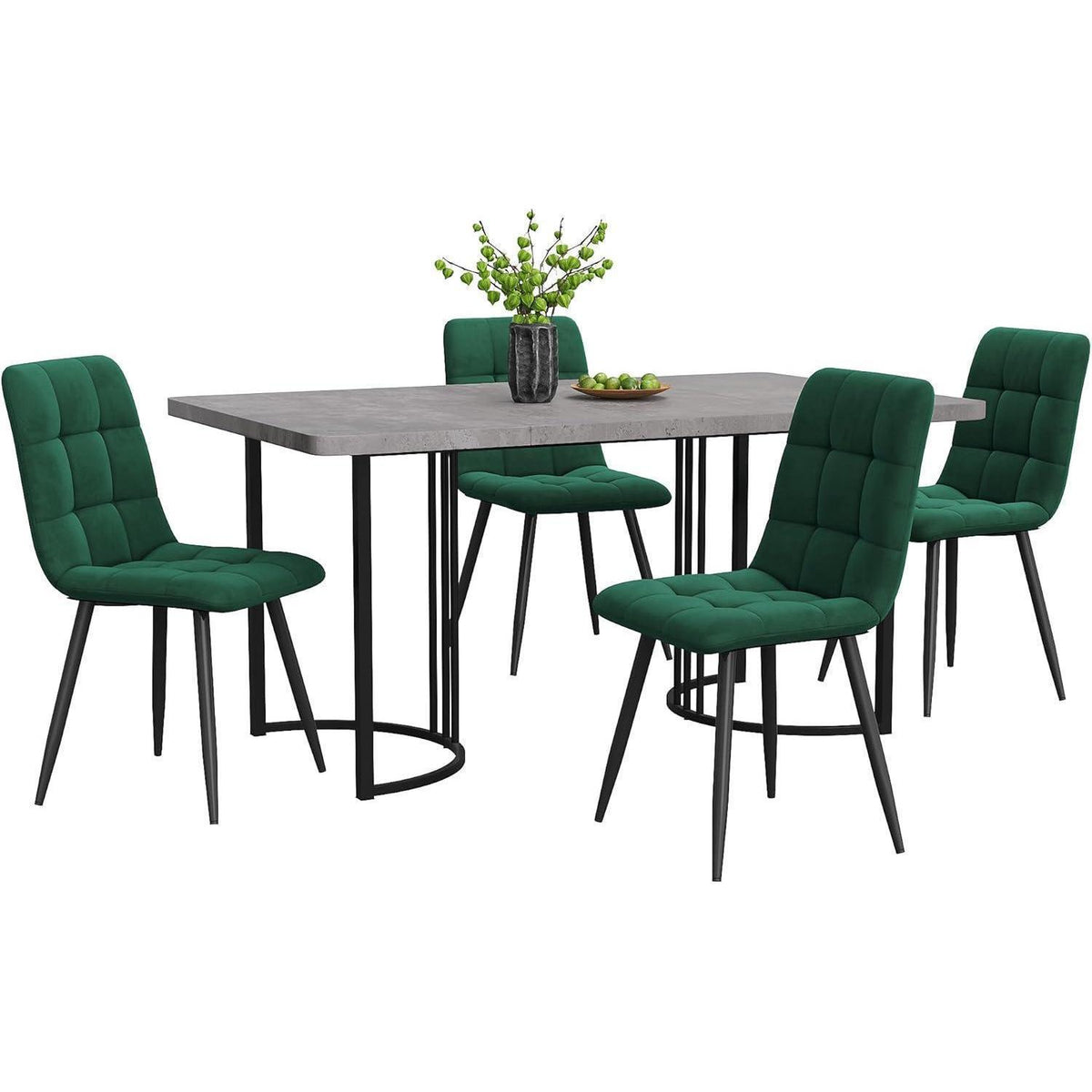 Moderne Essgruppe (5-tlg) | Esstisch mit 4 Samtstühlen