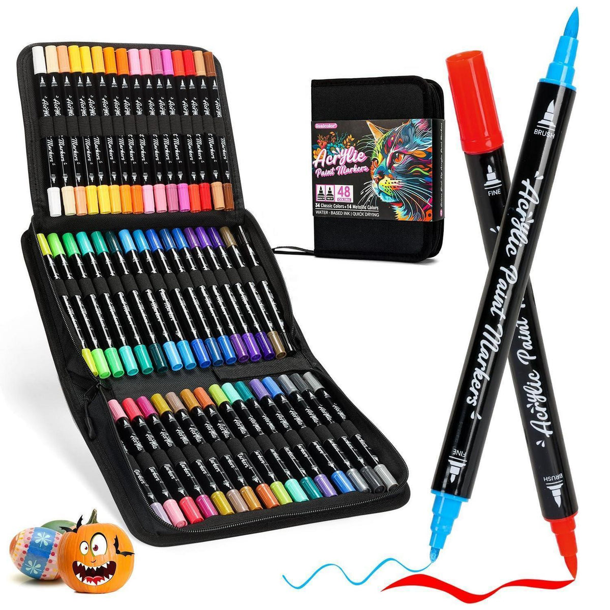 Acrylmarker Set 48 Farben – Dual Tip Rock Painting Marker