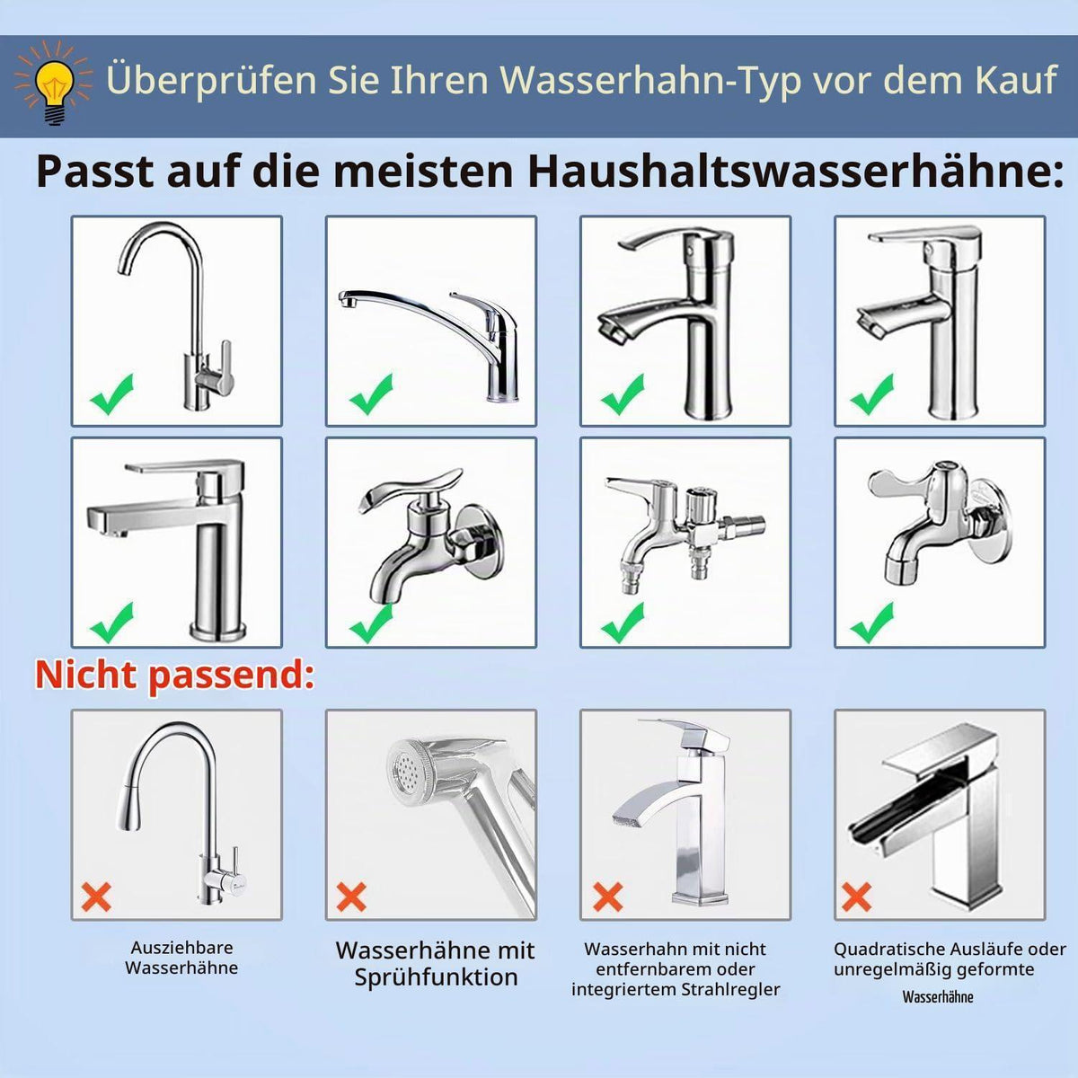 Wasserfilter Wasserhahn mit 12 Adaptern für sauberes Trinkwasser