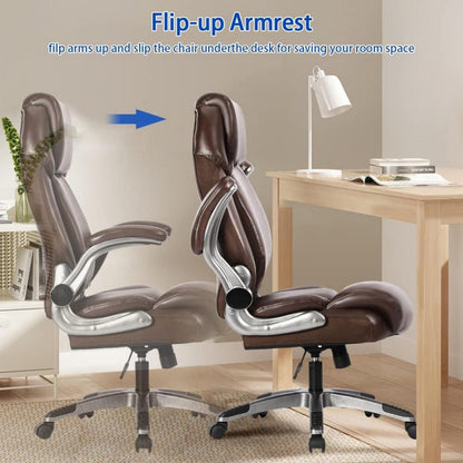 Ergonomischer Bürostuhl mit Gepolsterten Armlehnen, Braun