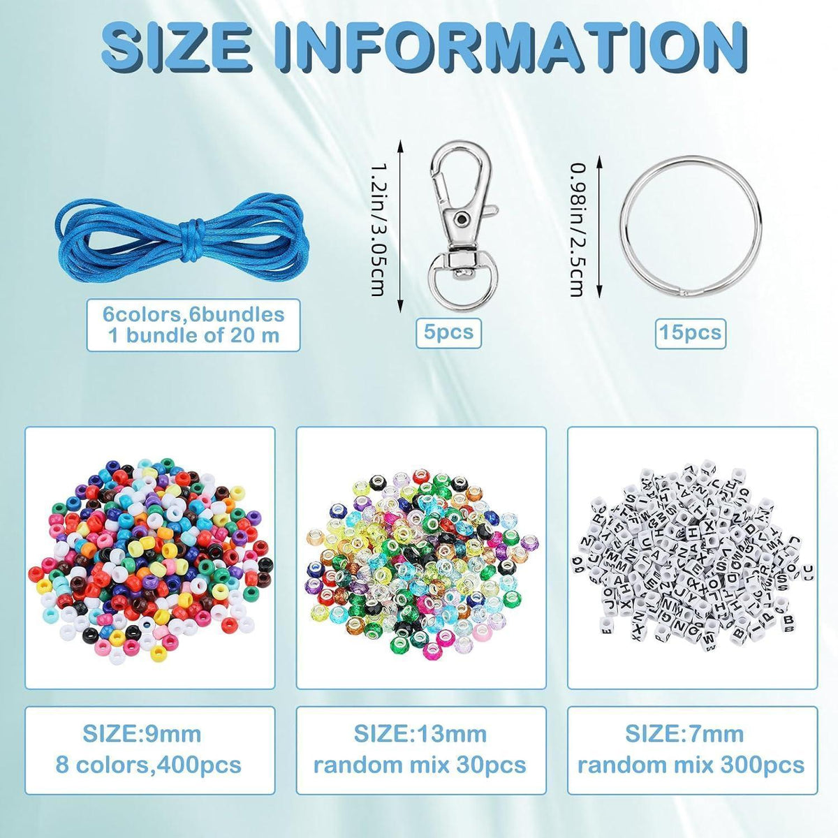 Perlen Schmuck Set DIY Schlüsselanhänger Basteln 750 Teile