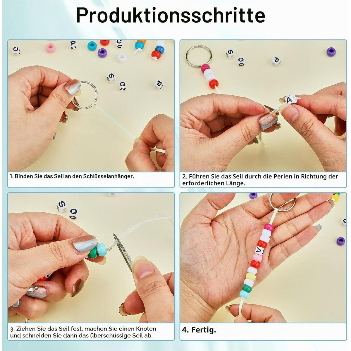 Perlen Schmuck Set DIY Schlüsselanhänger Basteln 750 Teile