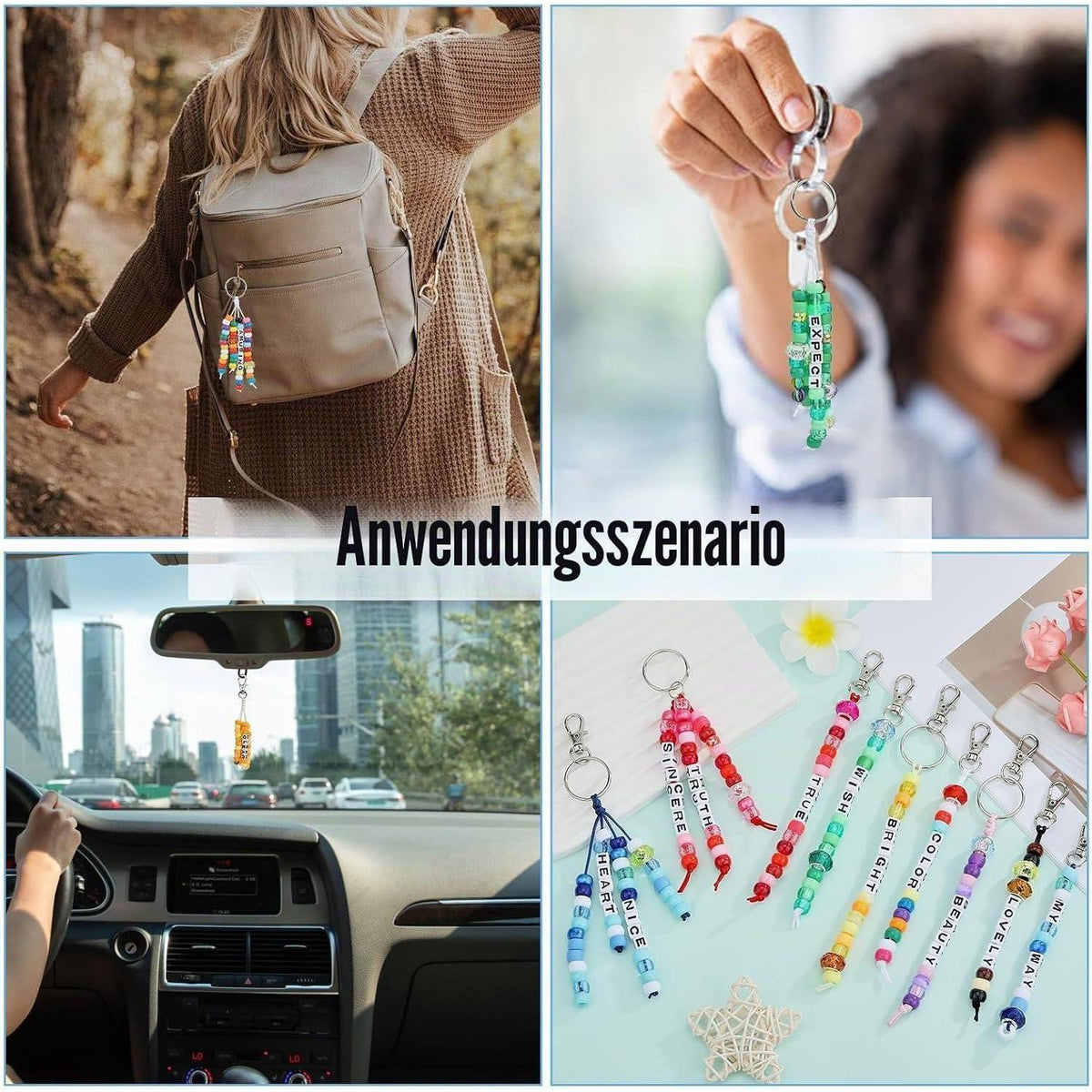Perlen Schmuck Set DIY Schlüsselanhänger Basteln 750 Teile